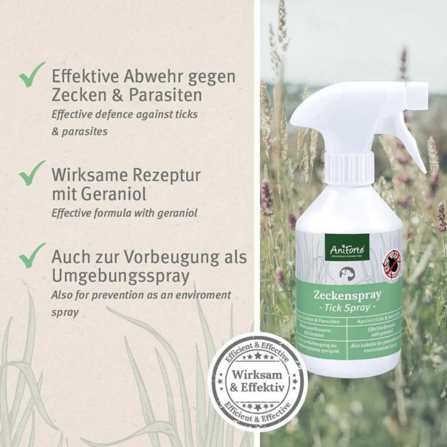 Aniforte Zeckenspray Zeckenmittel für Hunde 250ml