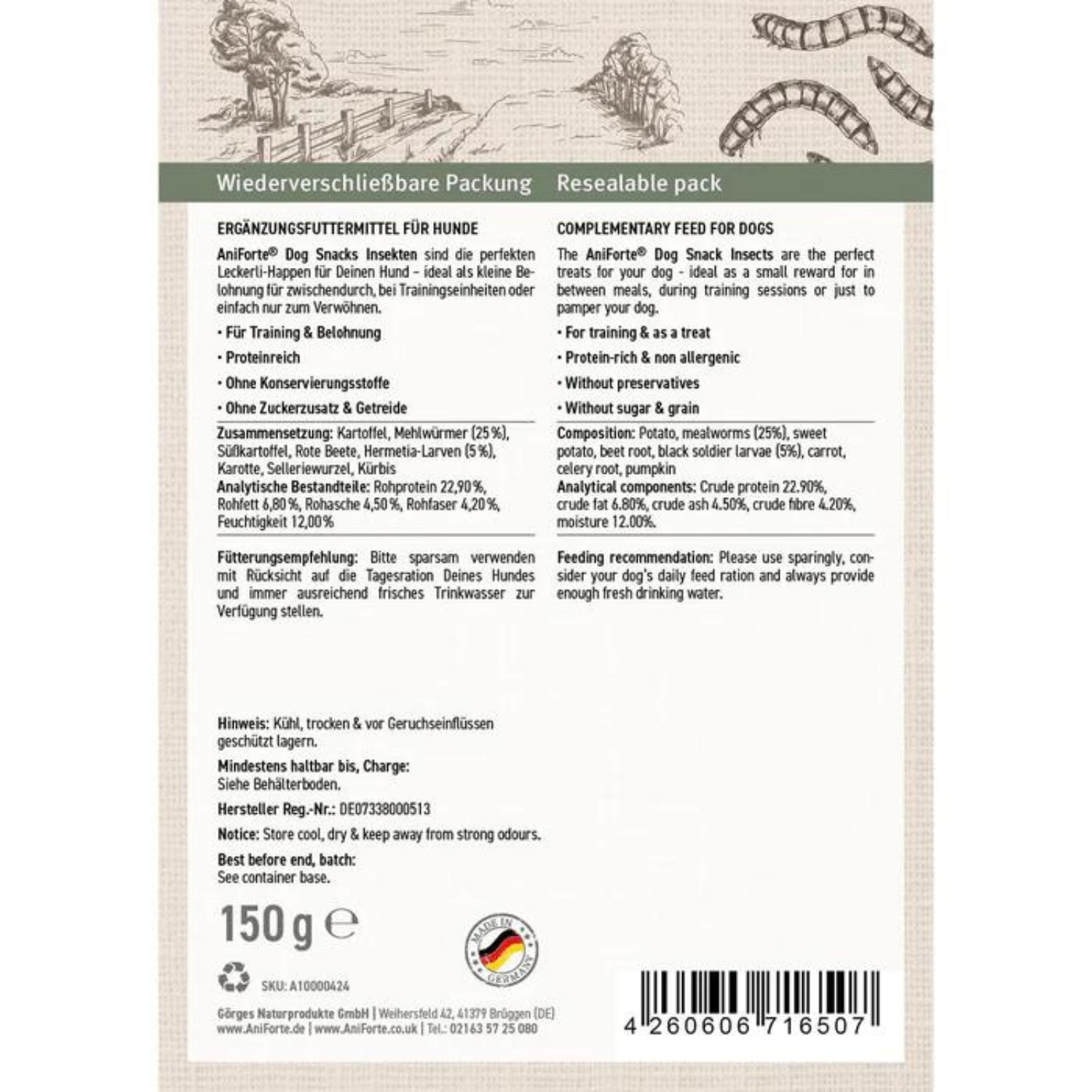 AniForte Dog Snacks Insekten 150g