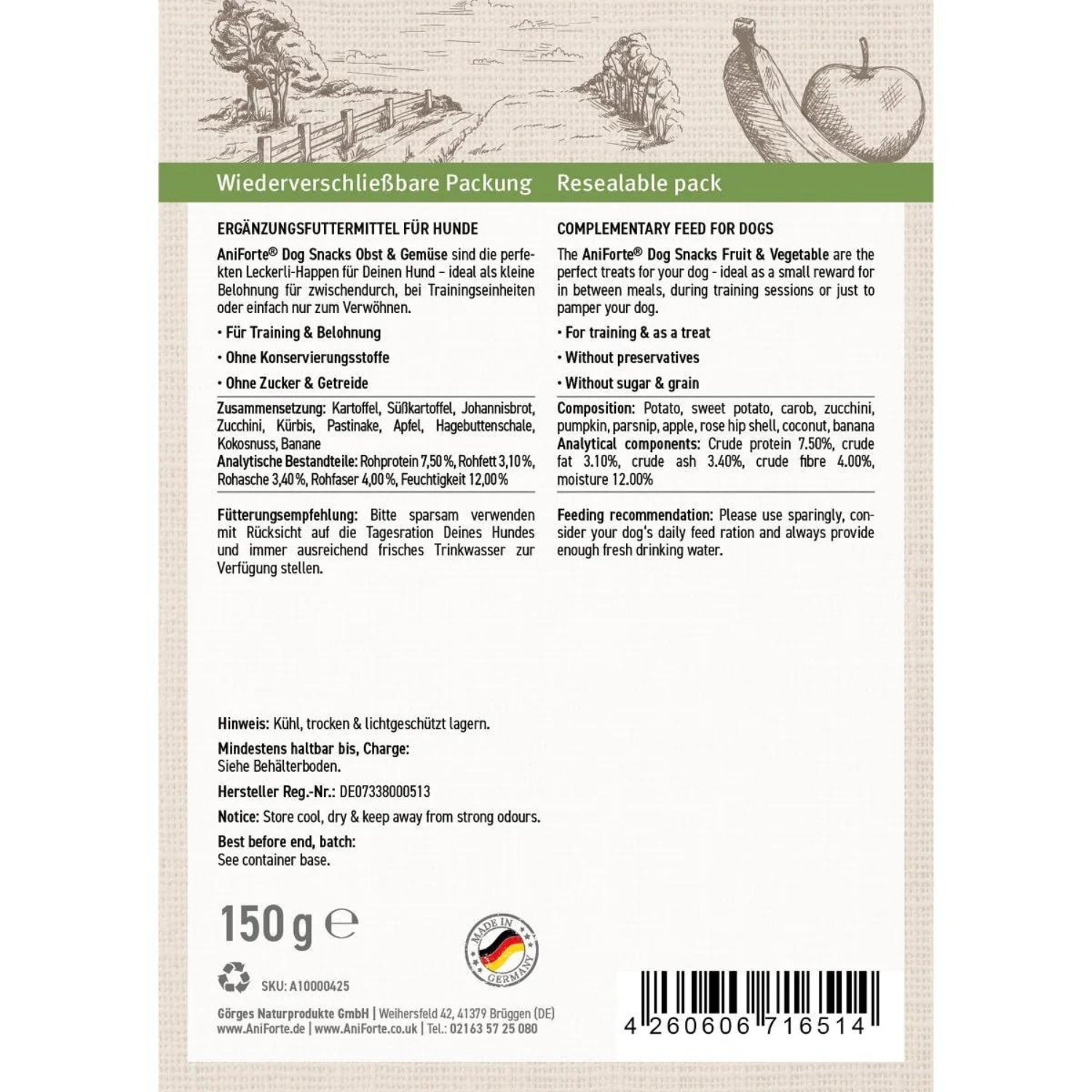 AniForte Dog Snacks Obst & Gemüse 150g