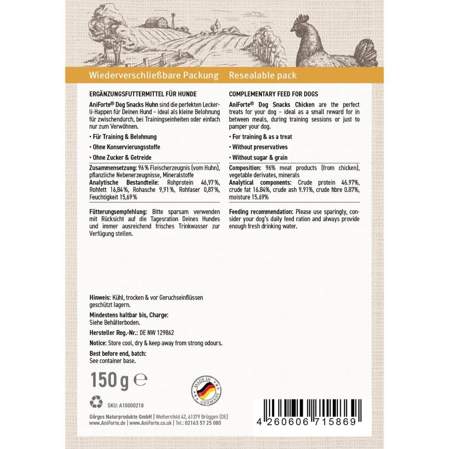 AniForte Dog Snacks Huhn 150g