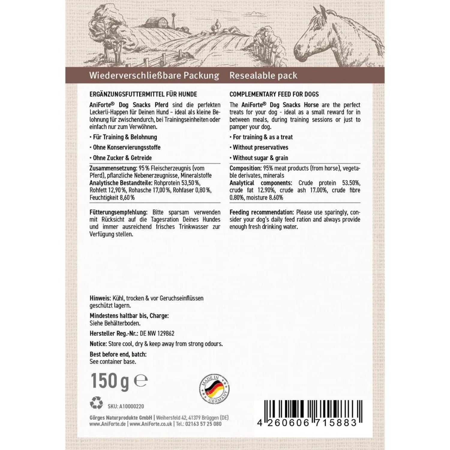 AniForte Dog Snacks Pferd 150g