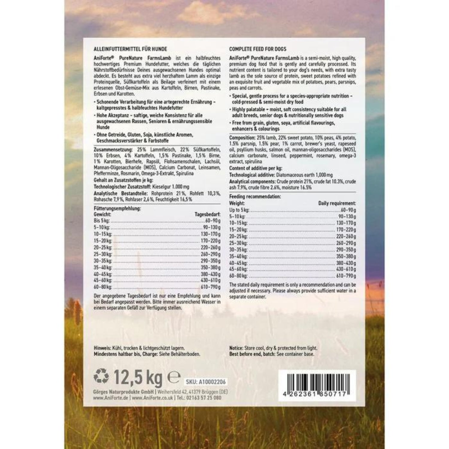 AniForte Trockenfutter FarmsLamb für Hunde 2kg