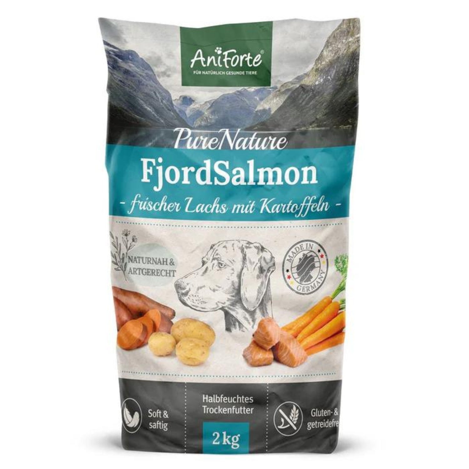 AniForte Trockenfutter FjordSalmon - Frischer Lachs mit Kartoffeln  für Hunde 2kg