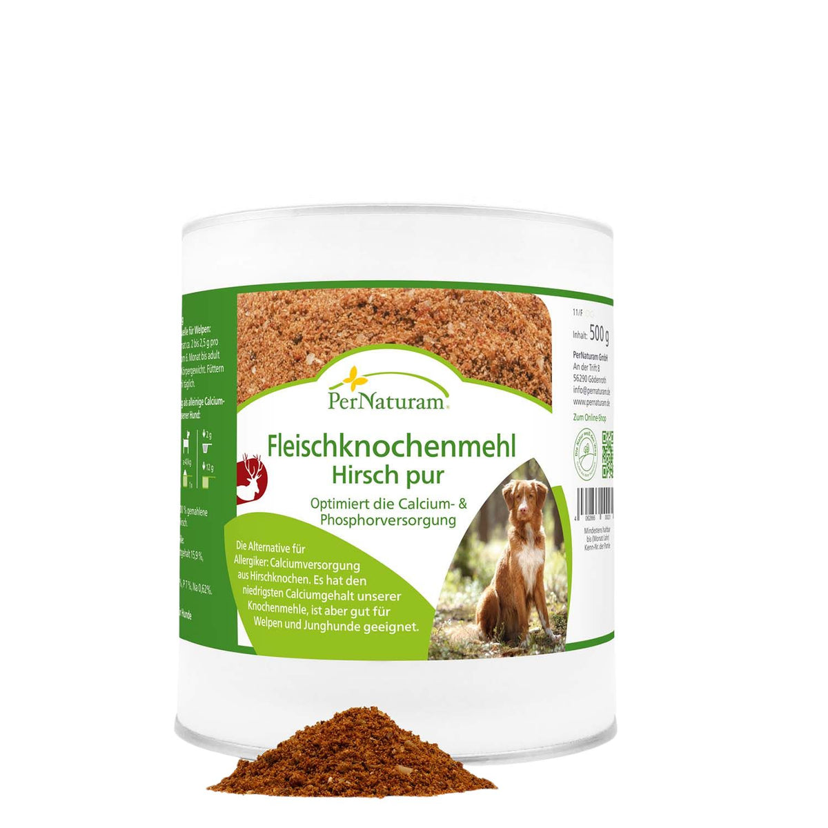 PerNaturam Fleischknochenmehl Hirsch pur 500g