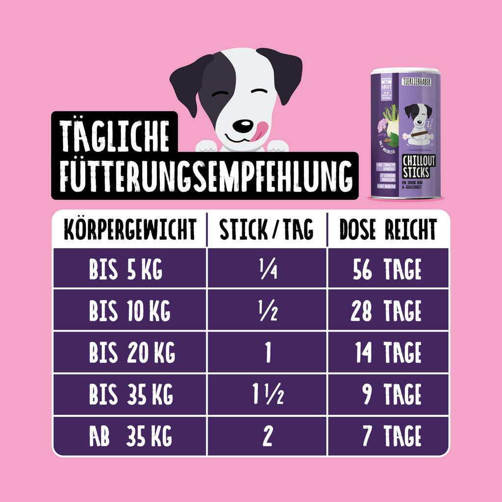 Tierliebhaber Chillout Sticks für Hunde 14 Stück MHD 30.09.2026