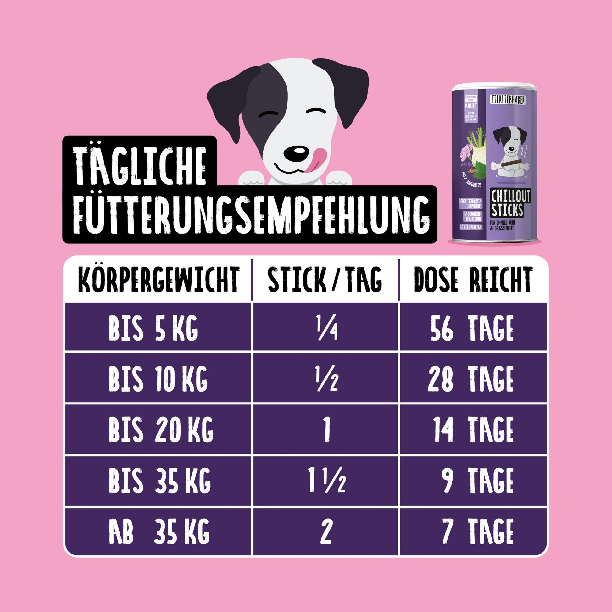 Tierliebhaber Chillout Sticks für Hunde 14 Stück MHD 30.09.2026