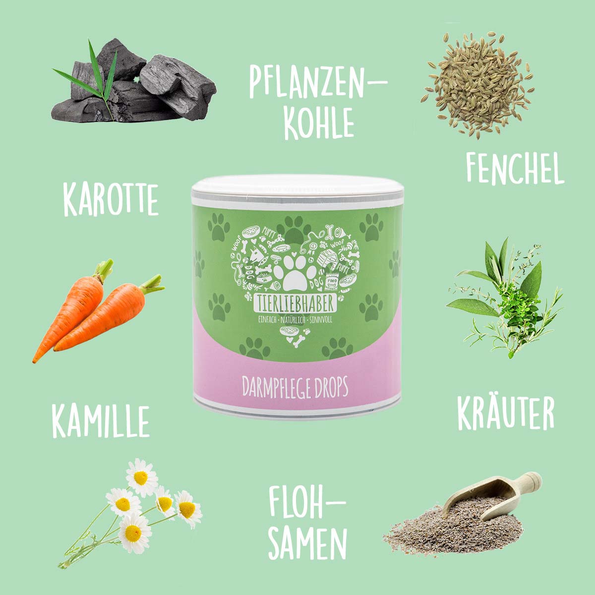 Tierliebhaber Darmpflege Drops für Hunde 350 g MHD 31.03.2026