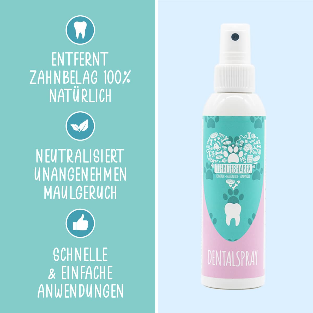 Tierliebhaber Dentalspray mit Minze für Hunde und Katzen 150 ml