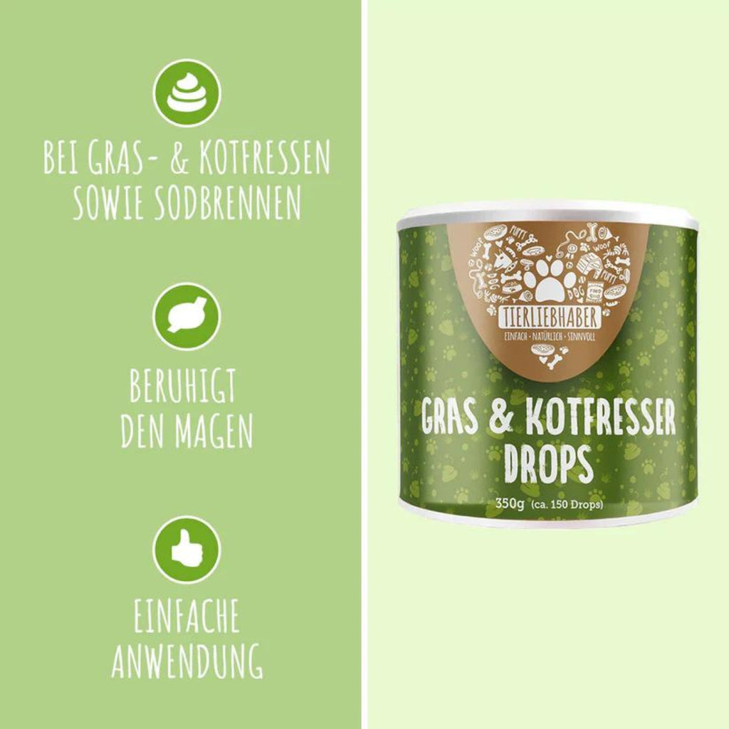 Tierliebhaber Gras & Kotfresser Drops für Hunde 350g