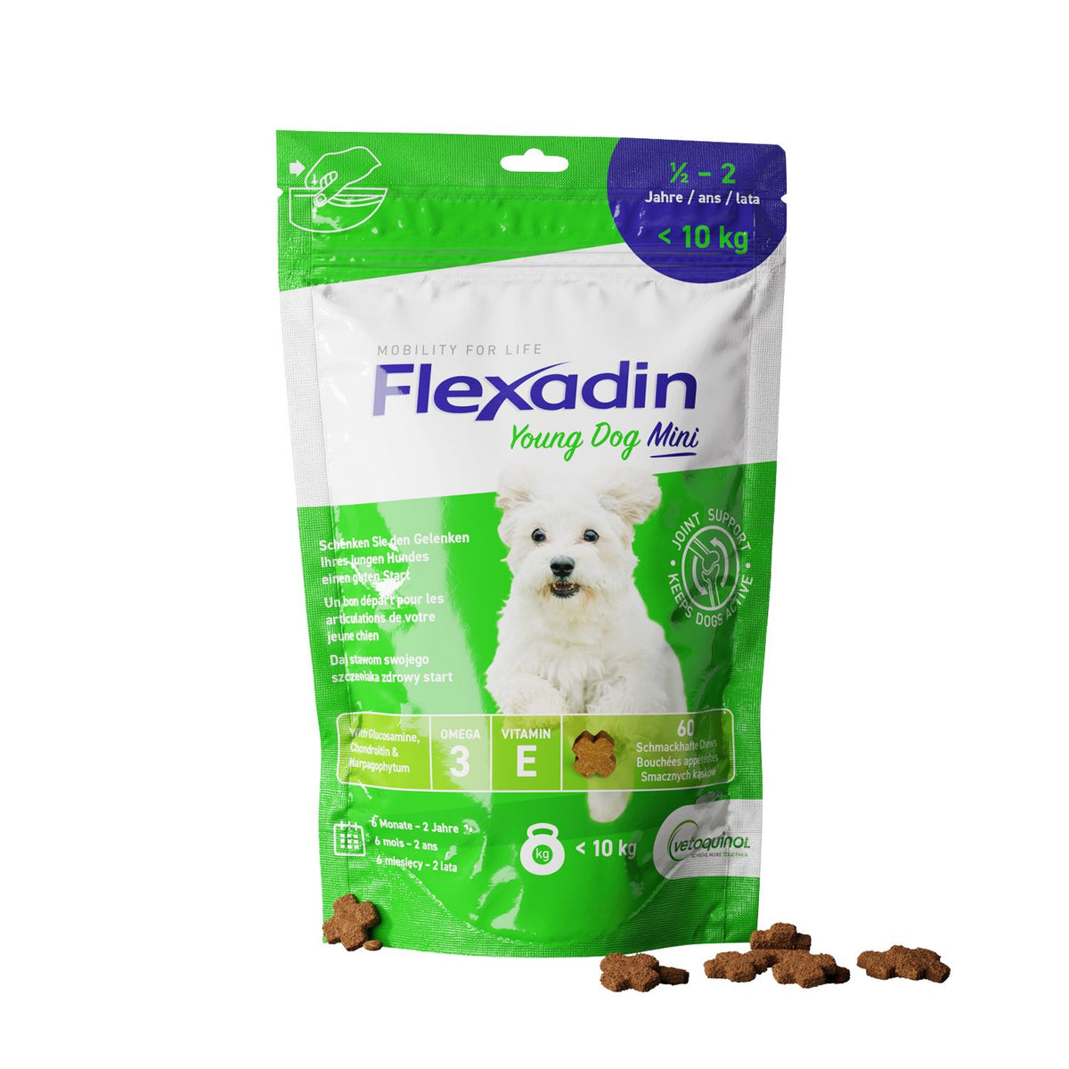 FLEXADIN Young Dog Mini 60 Chews MHD 01.10.2026