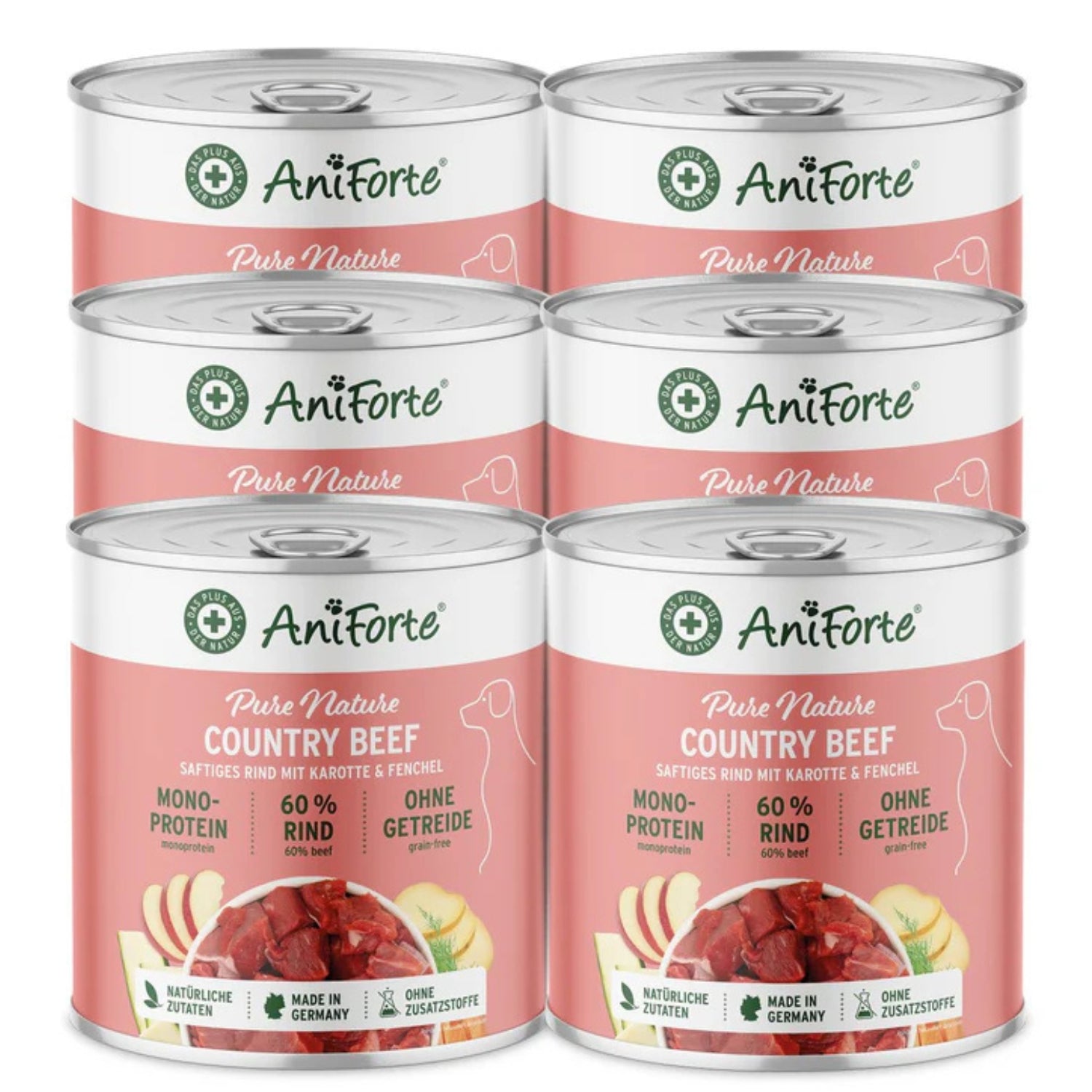 AniForte Nassfutter CountryBeef für Hund 6 x 800g