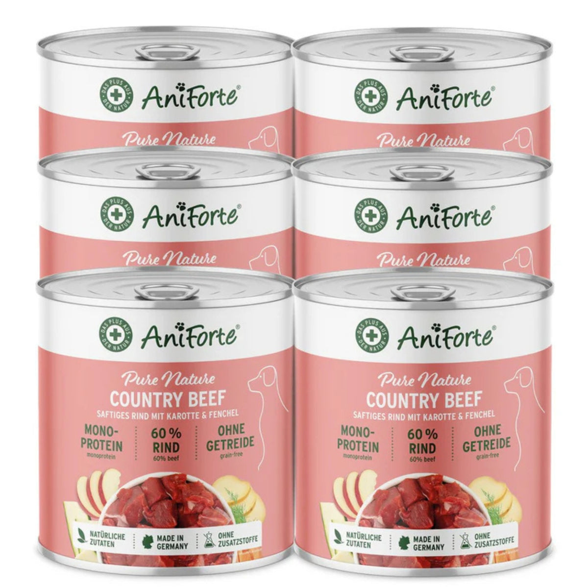 AniForte Nassfutter CountryBeef für Hund 6 x 800g