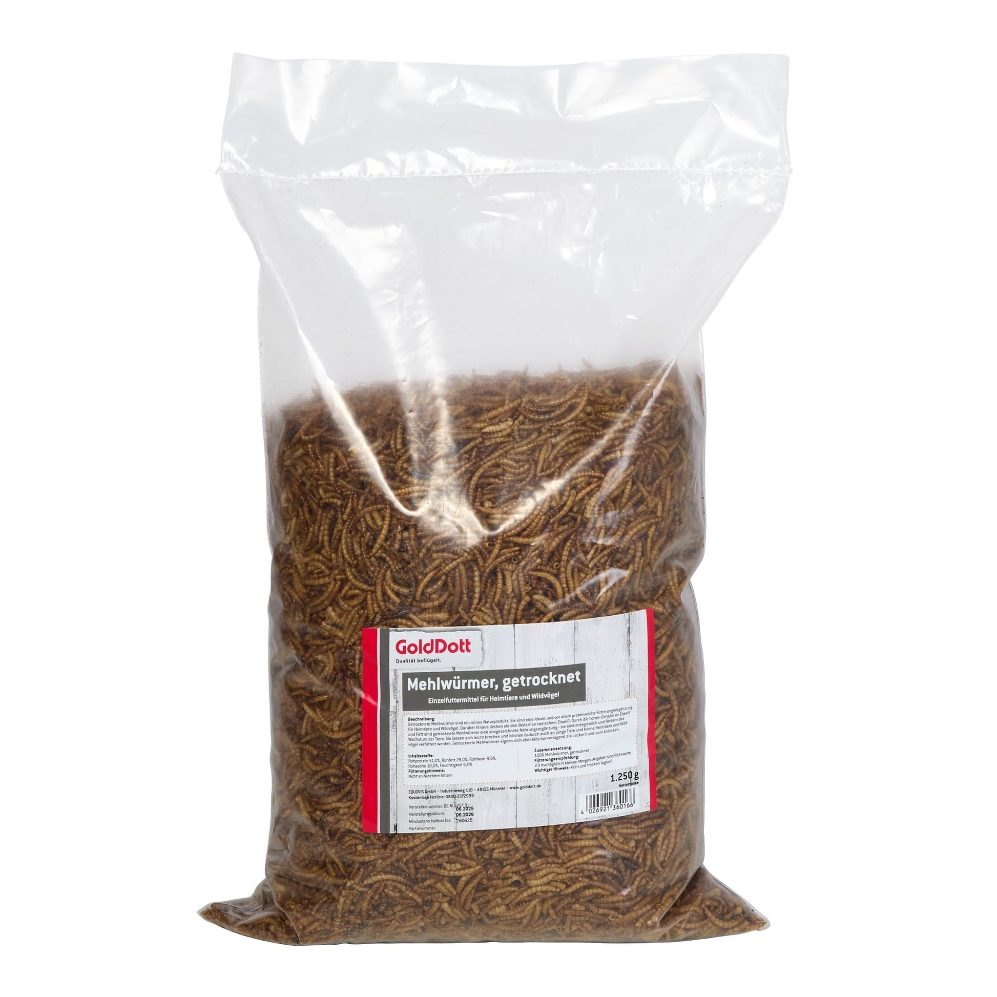 GoldDott Mehlwürmer getrocknet 1250g  MHD 01.10.2026