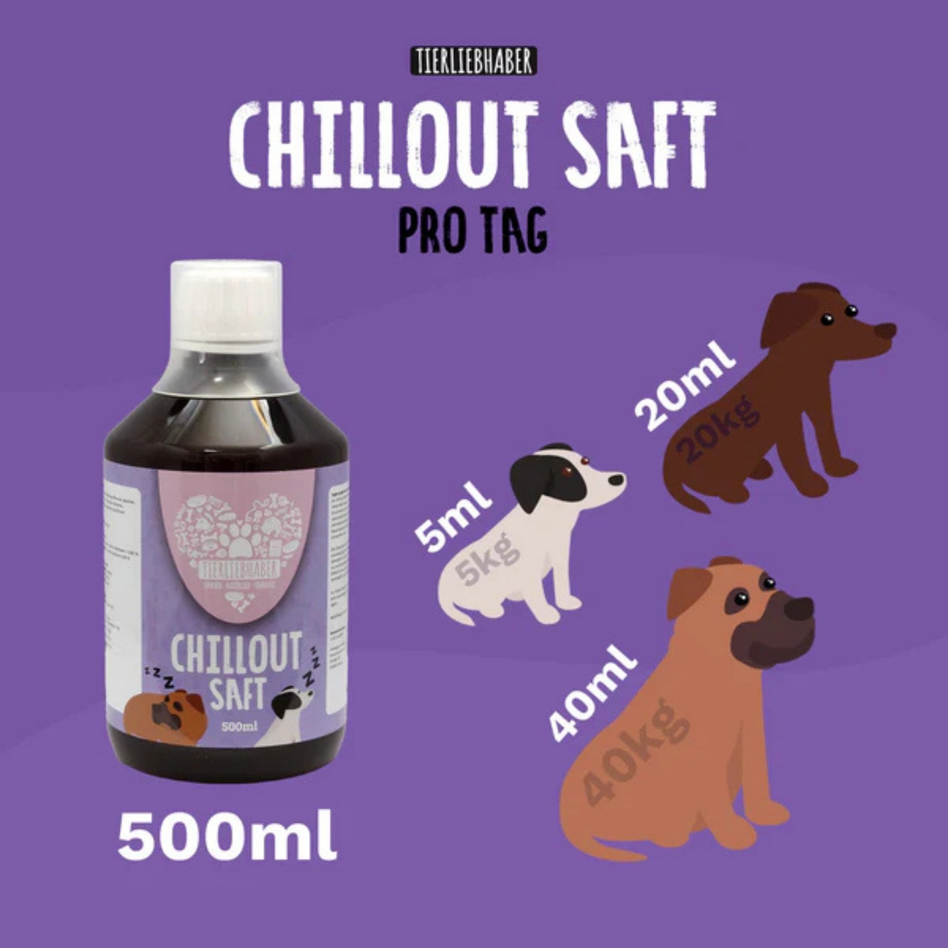 Tierliebhaber Chillout Saft für Hunde 500ml MHD 01.02.2026